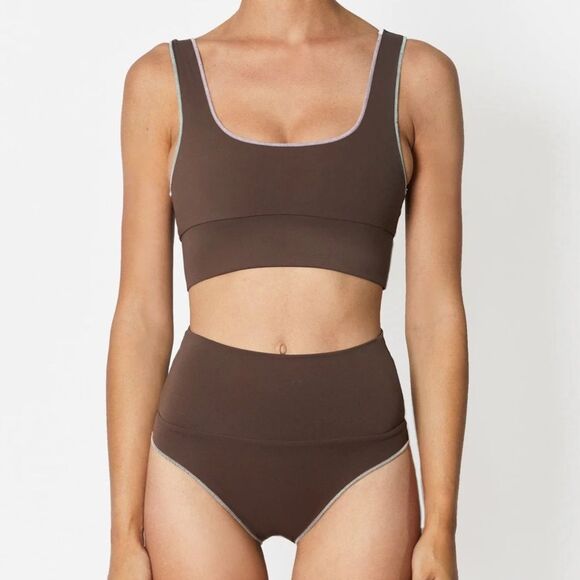 Its Now Cool Bikini Set The Contour Crop Surf Top High-Waist Bottoms Small NEW - Picture 5 of 12